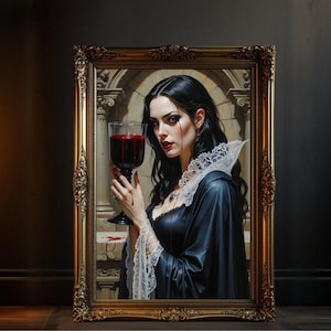 Gothic Vampire Art Print, Dark Fantasy Wall Decor, Mysterious Female Portrait, Gothic Home Decor, Vampire Artwork, Spooky Wall Art