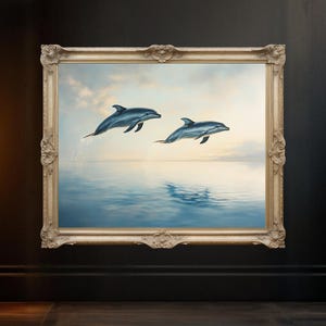 Dolphin Ocean Wall Art, Dolphin Poster, Ocean Decor, Marine Life Print, Beach House Art, Coastal Artwork, Nautical Wall Art, Ocean Print