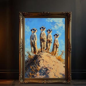 Meerkat Wall Art, Animal Wildlife Print, Nature Home Decor, Meerkat Family Artwork, Living Room Wall Decor, Cute Animal Posters