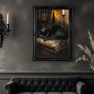 Black Cat Wall Art, Dark Academia Art Printable, Vintage Cat Poster ...