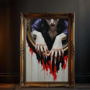Gothic Horror Art Print, Dark Fantasy Wall Decor, Creepy Halloween Painting, Spooky Vampire Art, Unique Gothic Poster, Macabre Art