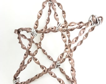Twisted Star Tree Topper - modern metal handmade tree topper - mauve silver, rose gold 3d big medium - tree star