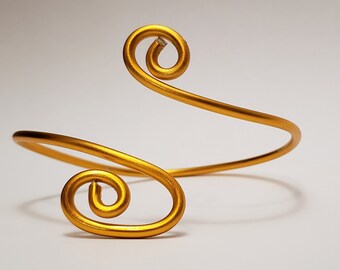 Golden Swirl Armband- costume arm cuff - lightweight - aluminum 10916G