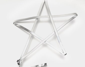 5.5" Silver Star Tree Topper -  classic metal star handmade tree topper - medium 102622T