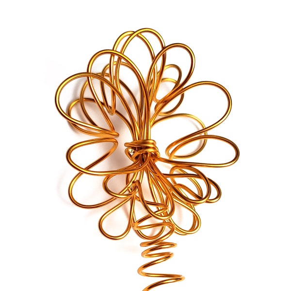 Abstract Flourish Tree Topper - small handmade gold wire tree topper -120720 A abstract exploding flower