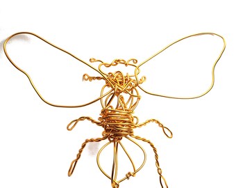 Golden Bee Tree Topper - wreath decoration - wire bee