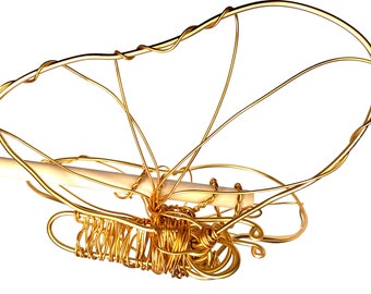 XL elaborate Golden Butterfly Tree Topper - handmade wire tree topper 111620C