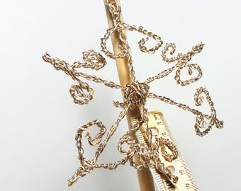Gold & Silver Snowflake  Mini Tree Topper - handmade tree topper - Christmas snowflake - snowflake decoration - 112317mt