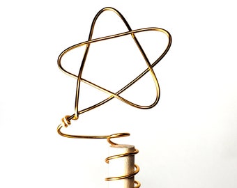 Mini Golden Wire Star Tree Topper- minimalist wire star tree topper - 110922 ZC
