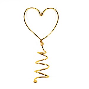 Mini Golden balloon Heart wire Tree Topper- 2.5+&quot; small gold handmade heart tree topper - 122322 F