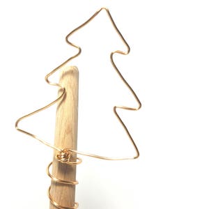 tree outline Tree Topper - metal handmade tree topper - wire tree tree topper, bottle topper,  golden holiday decor t1117e