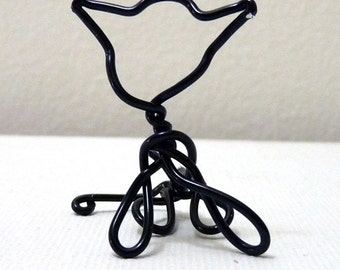 Black Alien Kitten Wire Sculpture- Black Cat Wire Art