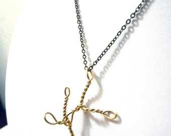 Woah- Stick man Stuck Brass Necklace