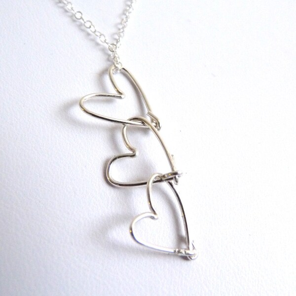 Made to Order- Custom- 3 Hearts Mother's Necklace - sterling silver pendant