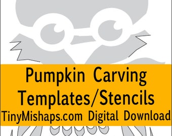 Birdy and Owl Pumpkin Carving Stencil Template Pack (12 stencils)