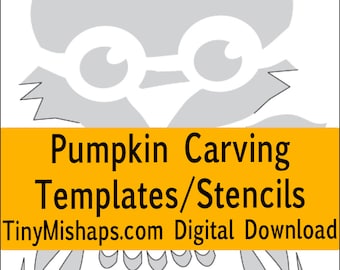Birdy and Owl Pumpkin Carving Stencil Template Pack (12 stencils)