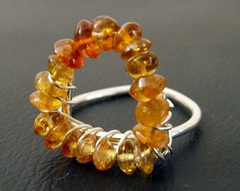 Geometric Citrine Triangle Sterling Silver Ring size 6  1/2