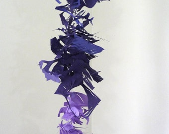 SALE- Indigo Tempest- purple cut paper vertical sculpture - mobile