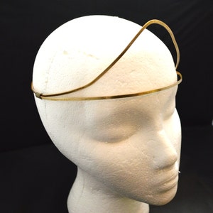 swirl and pointy tiara for costume /& abstract statement necklace Golden Brass half Crown with Bright Blue Sparkle Stone