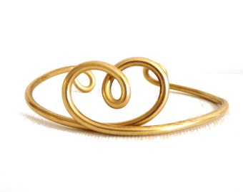 Heart knot Brass Cuff - Bracelet - solid brass