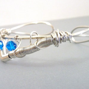 Sapphire Blue Sparkling Sterling silver Triangle Bracelet Cuff image 4