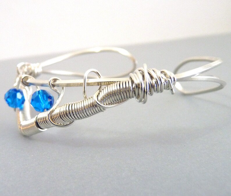 Sapphire Blue Sparkling Sterling silver Triangle Bracelet Cuff image 4