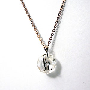 The letter h Crystal Initial Necklace- bronze and antiqued Copper - small- Upcycled antique chandelier prism pendant- Reclaimed Beauty