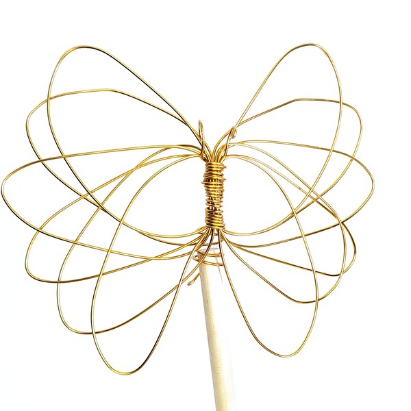 Large/XL Abstract Golden Butterfly Tree Topper - handmade wire tree topper 111620A - spiky