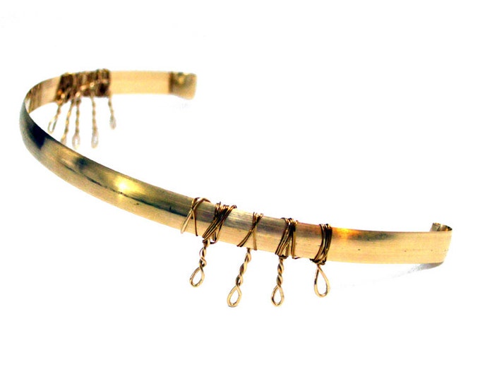 Thick Simple Golden Tiara w/ combs - brass