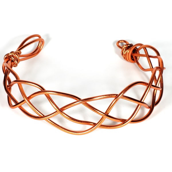 Big Braided Copper Crown - Big Quadbraid metal crown - aluminum lightweight crown with loops copper colored for wedding and costume
