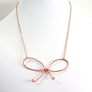Copper Bow Necklace- 16&quot; large bow - bow tie for women