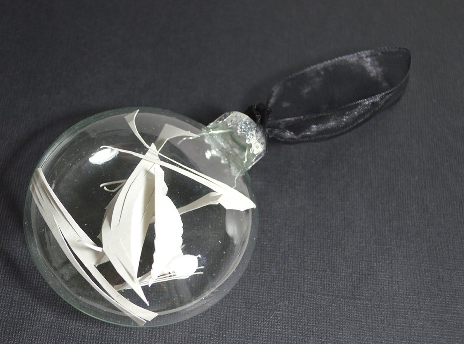 White Cut Paper Flat Glass Ornament B Handmade Abstract Christmas