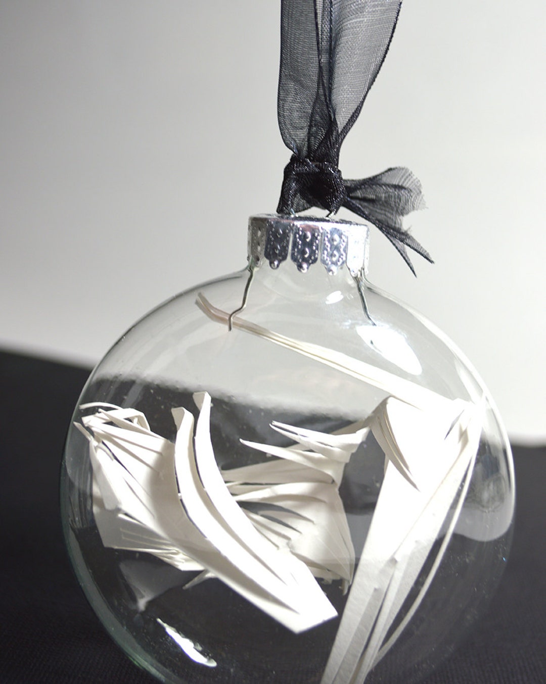 Flat White Cut Paper Glass Ornament Handmade Abstract Etsy