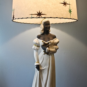 Vintage Bertolozzi Figural Lamp: Renaissance Style Female Figure, 1950s