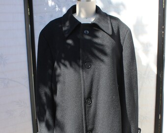 Mid Century Black Wool Imperial Fashions Men's Overcoat, Circa 1950s-60s, Black Wool 1950s Men's Overcoat