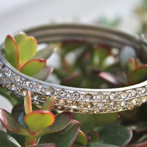 Vintage Thirties Era Silver Tone and Clear Rhinestone Bracelet, Circa 1930s, Box Clasp Rhinestone Bracelet from the &#39;30s
