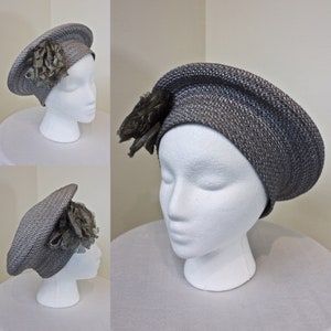 Vintage Deborah Rhodes Halo Style Blue Woven Hat, c1980s, Eighties Era Blue Deborah Rhodes Halo Hat, Blue Halo Hat, Vnt Halo Hat in Blue