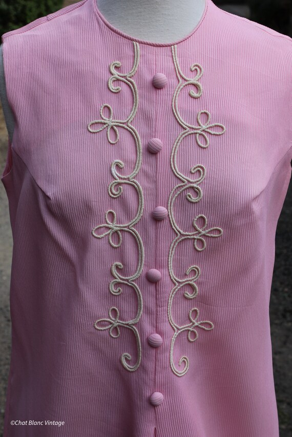 Pink Crepe Style Button Detailed Dress, Circa 196… - image 5