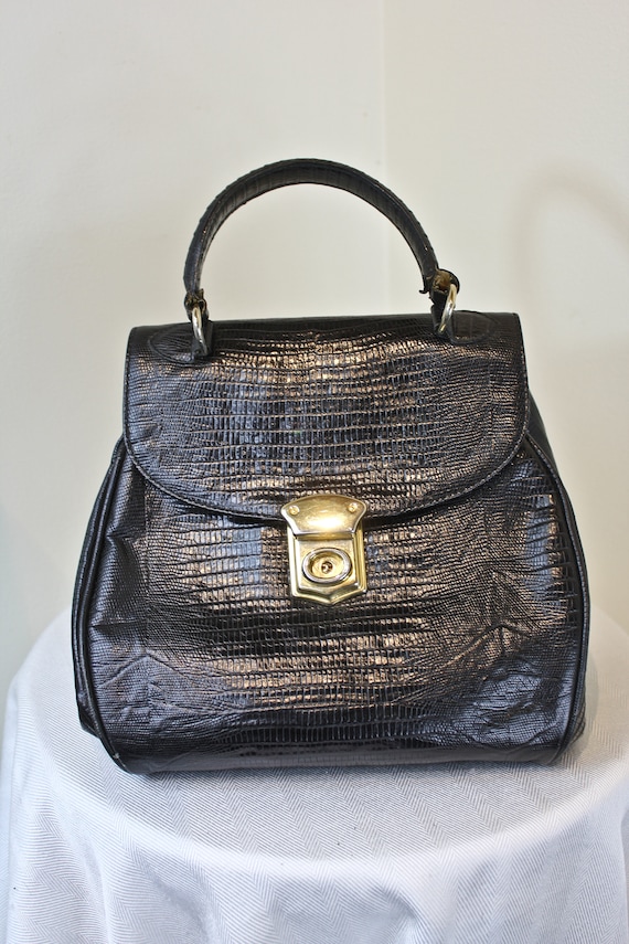 Vintage Genuine Leather FURLA Hand Bag, Vnt Black 