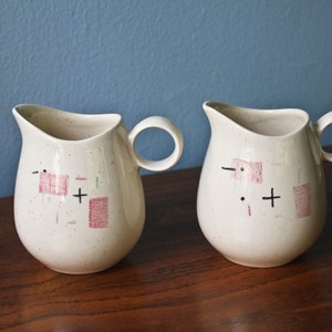 Vernonware Tickled Pink Pattern Creamers, Circa 1950s, Fifties Era Tickled Pink Vernon Kilns Cream Pitchers, 50s Tickled Pink Creamers