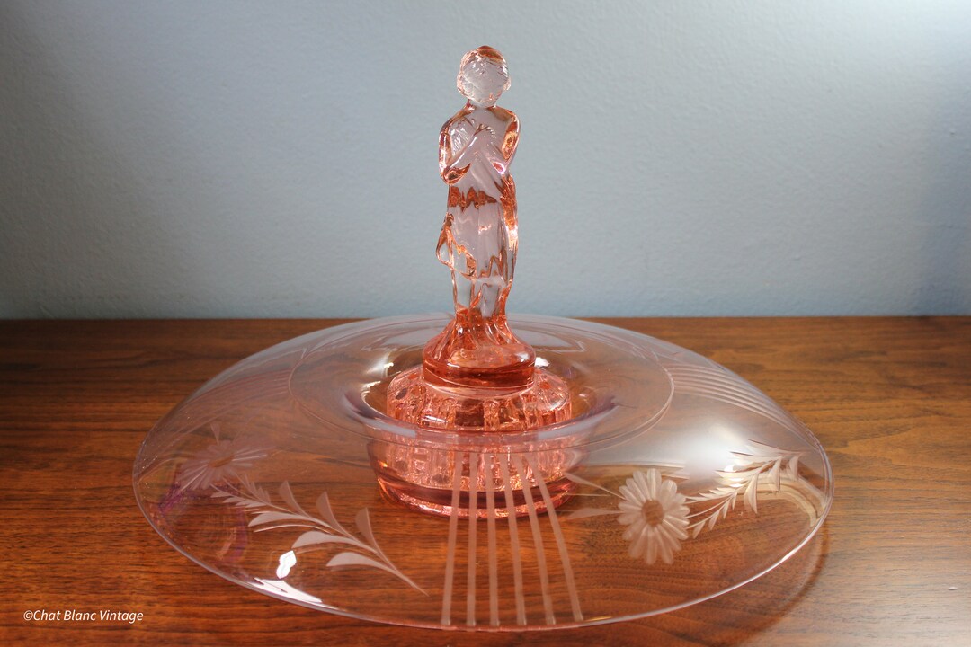 Pink Depression Glass Flower Frog and Reservoir Circa 1930s Etsy