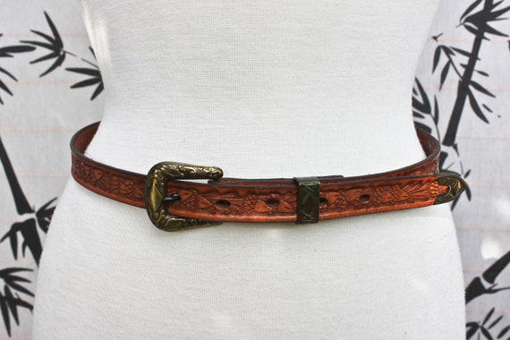60s 70s vintage leather belt W29〜W34 60s 70s Retro Black Brown Pebbled Leather Belt Silver Gold