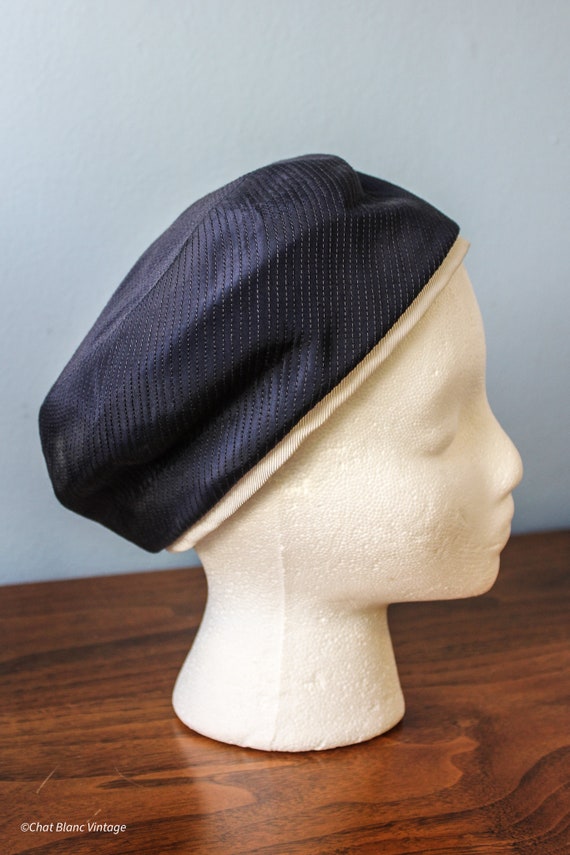 Jan Leslie Fez Style Navy Hat with a White Tassel… - image 4