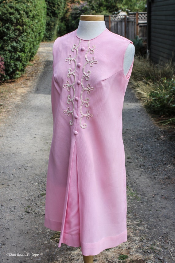 Pink Crepe Style Button Detailed Dress, Circa 196… - image 6