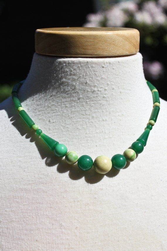 Vintage Jade Green and Mottled Yellow and Green Ba