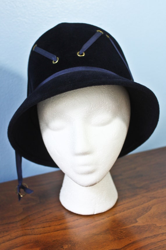 Sixties Era Navy Velvet Cloche by Mr. Paul, Circa… - image 2