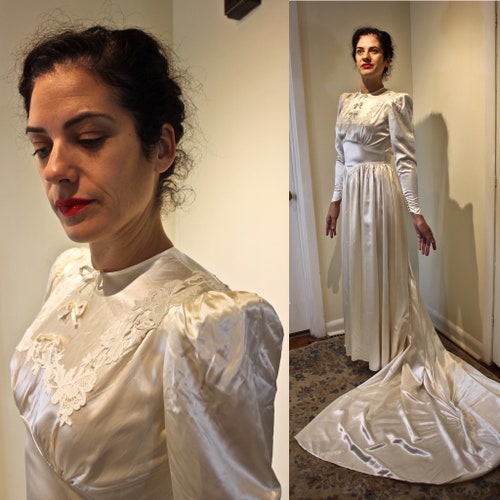 Vintage Cream Silk 1940s Wedding Gown C1941 Elegant | Etsy