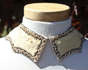 Vintage Faux Pearl Beaded Fur Collar: 1950s Japan Made