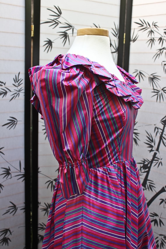 Candy Striped Seventies Era ACT I Dress Circa 1970s Seventies Puffed Sleeved Striped Dress 1970s Cottage Core Dress Etsy