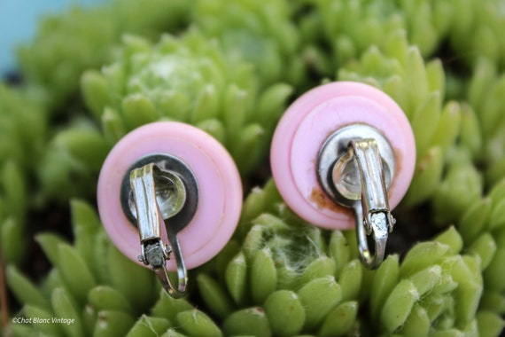 Bubble Gum Pink Vintage Clip On Ball Earrings, Ci… - image 2